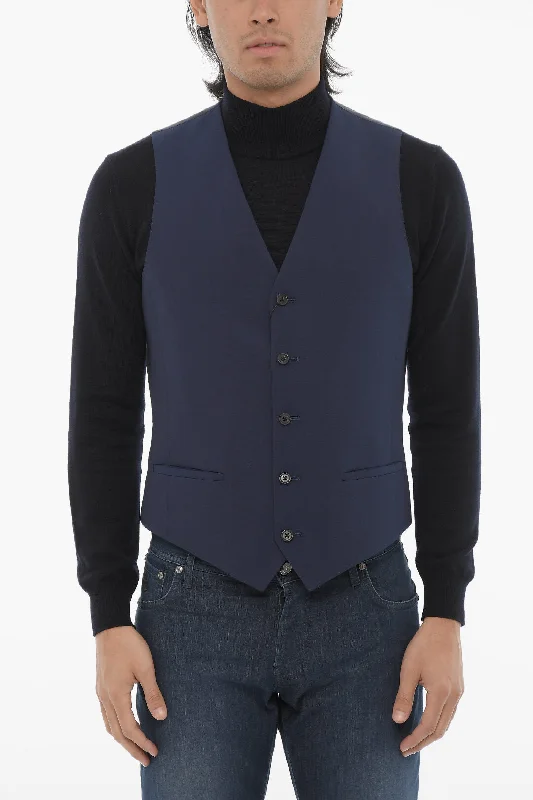 Urban Jackets Corneliani Cc Collection Virgin Wool Reset Waistcoat With Jetted Pocket