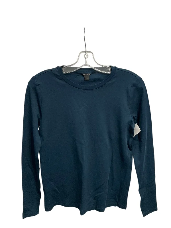 Sporty Sneakers Top Long Sleeve Basic By Ann Taylor In Navy, Size: S