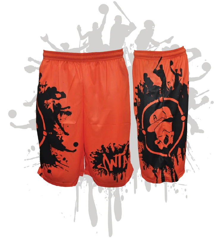 Urban Jackets Splatter Splash Mens Full Dye Shorts Orange/Black