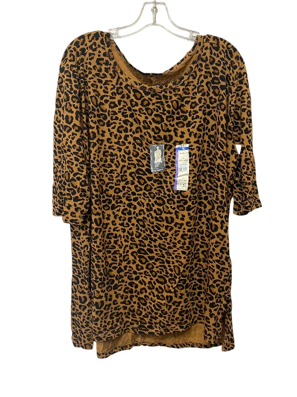 Sporty Blazers Tunic 3/4 Sleeve By Terra & Sky In Animal Print, Size: 1x