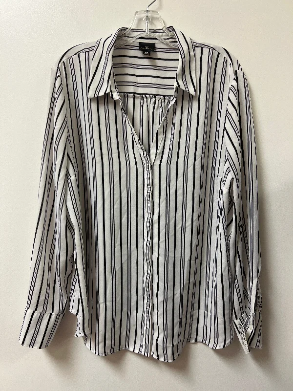 Sweater Vest Top Long Sleeve By Worthington In Striped Pattern, Size: 2x