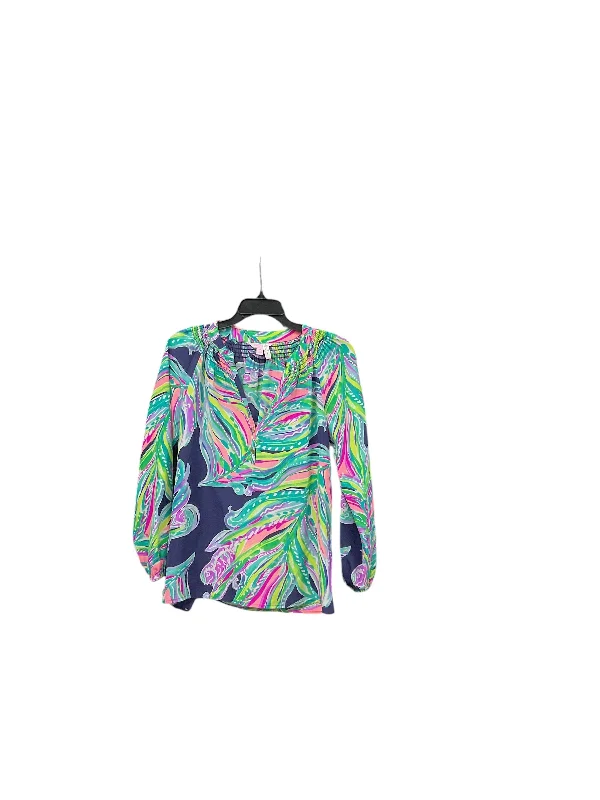 Winter Accessories Top Long Sleeve By Lilly Pulitzer In Rainbow Print, Size: Xs