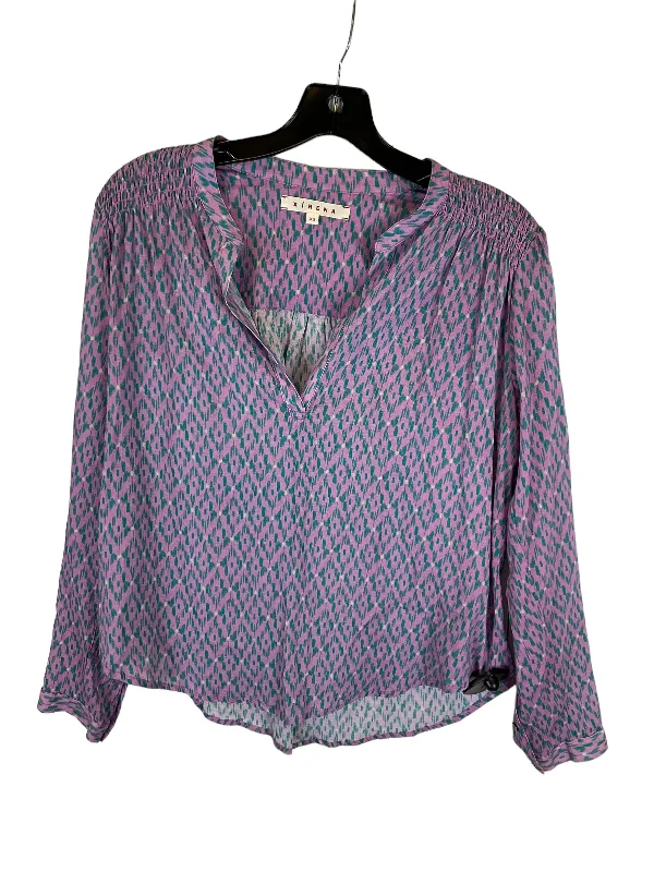 Classic Blazers Top Long Sleeve Designer By Cmb In Purple, Size: Xs