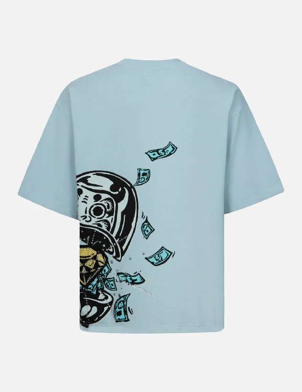 Boho Menswear Diamond Daruma and Seagull Print Oversized T-shirt