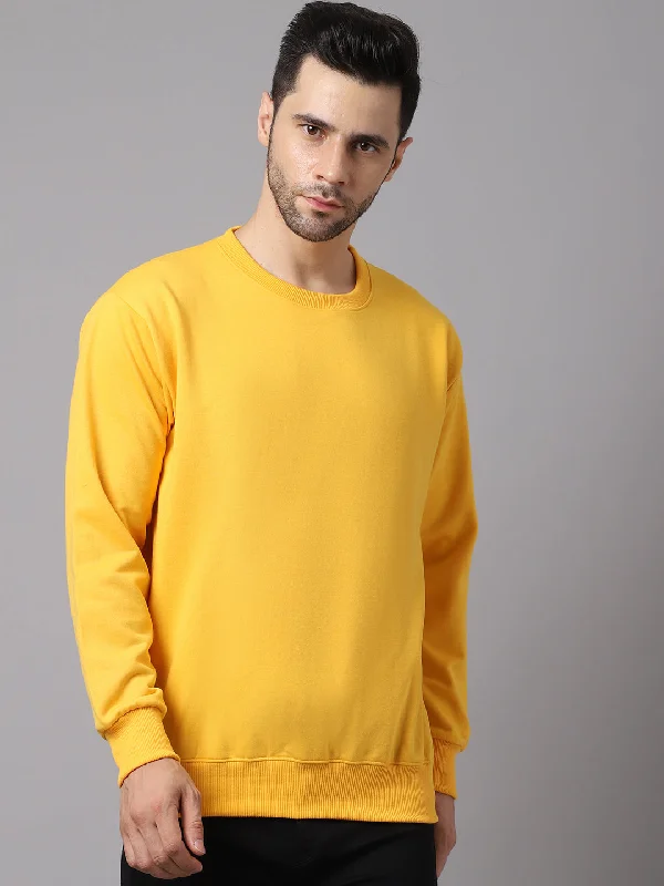 Military Jackets Vimal Jonney Fleece Round Neck Yellow Sweatshirt for Men