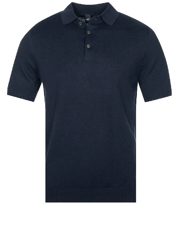 Monochrome Style Cashmere Blend Polo Navy Blue