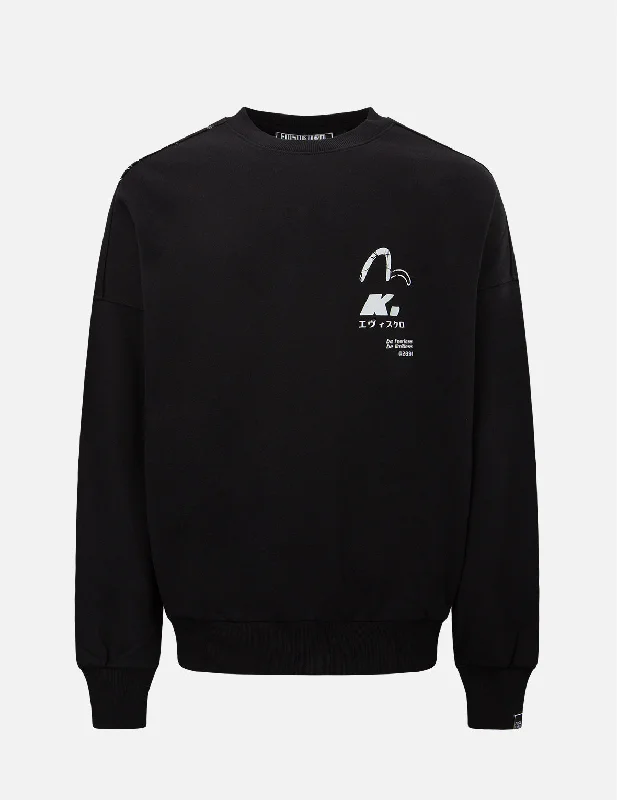 High-neck Sweaters Logo Tape Oversized Sweatshirt