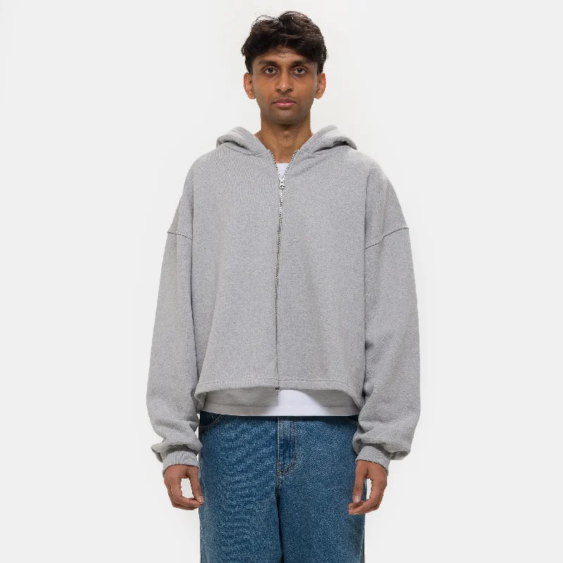 Casual Cardigans Boxy Zip-Up Hoodie in Grey