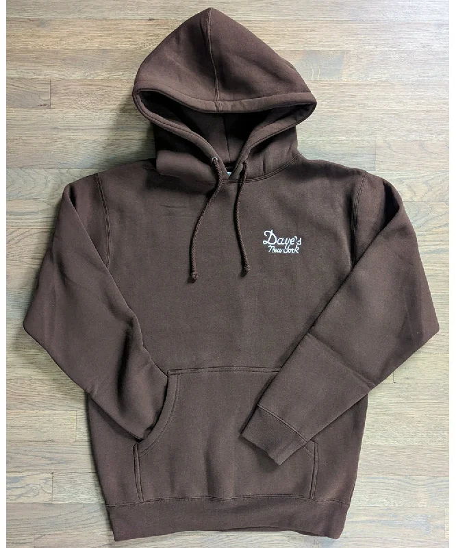 Tailored Blazers Dave's New York Vintage Logo Hooded Sweatshirt - Dark Brown