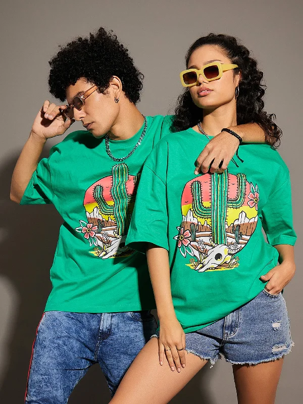 Warm Jackets Unisex Green Cactus Oversized T-Shirt