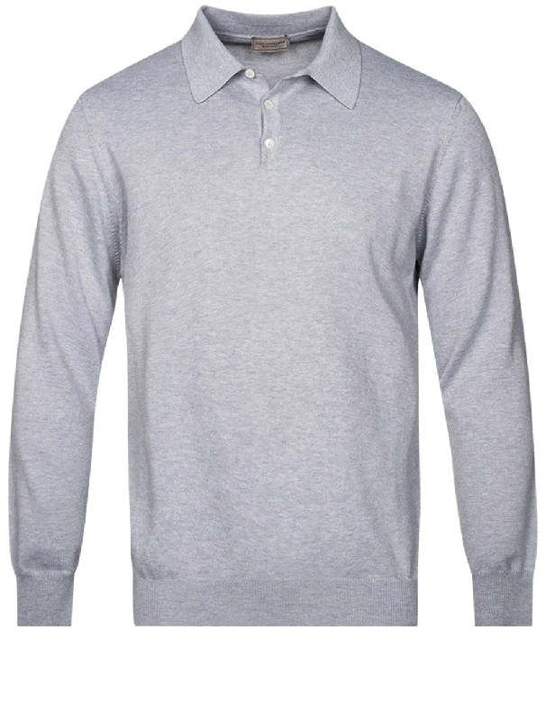 Trendy Sweaters Merino Long Sleeve Polo Grey