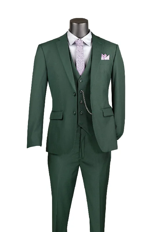 Oversized Jackets Slim Fit Business Men's Suit 3 Piece 2 Button in Hunter Green