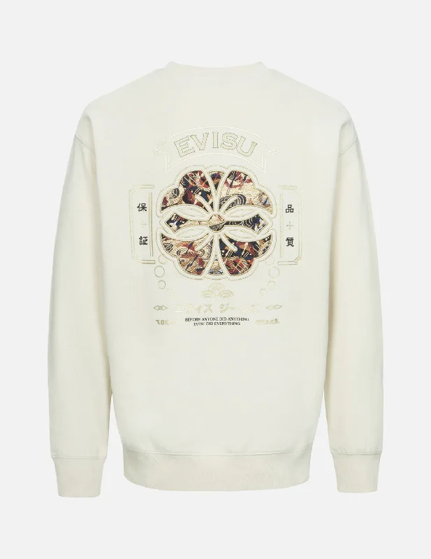 Designer Ties Seagull and Kamon Brocade Appliqué Relax Fit Sweatshirt