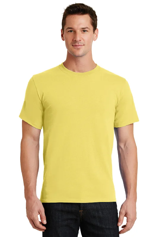 Street Style Port & Company Mens Essential Short Sleeve Crewneck T-Shirt - Yellow