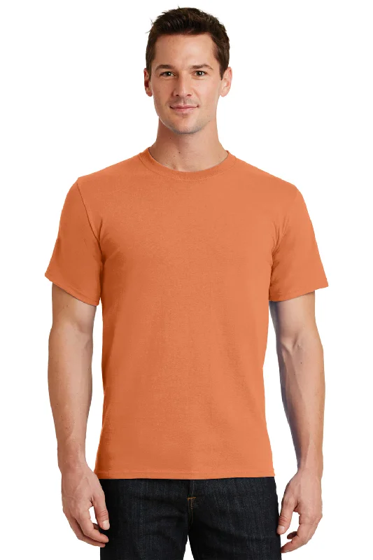 Casual Polos Port & Company Mens Essential Short Sleeve Crewneck T-Shirt - Orange Sherbet