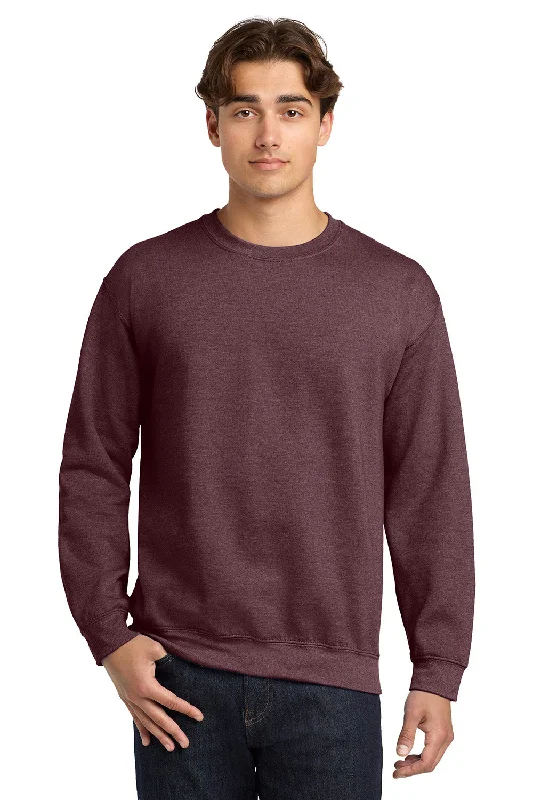 Street-inspired Gildan Mens Pill Resistant Fleece Crewneck Sweatshirt - Heather Dark Maroon