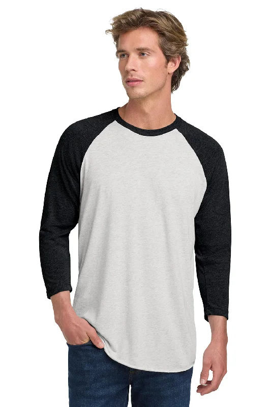 Dress Shoes Next Level Mens Jersey 3/4 Sleeve Crewneck T-Shirt - Heather White/Vintage Black