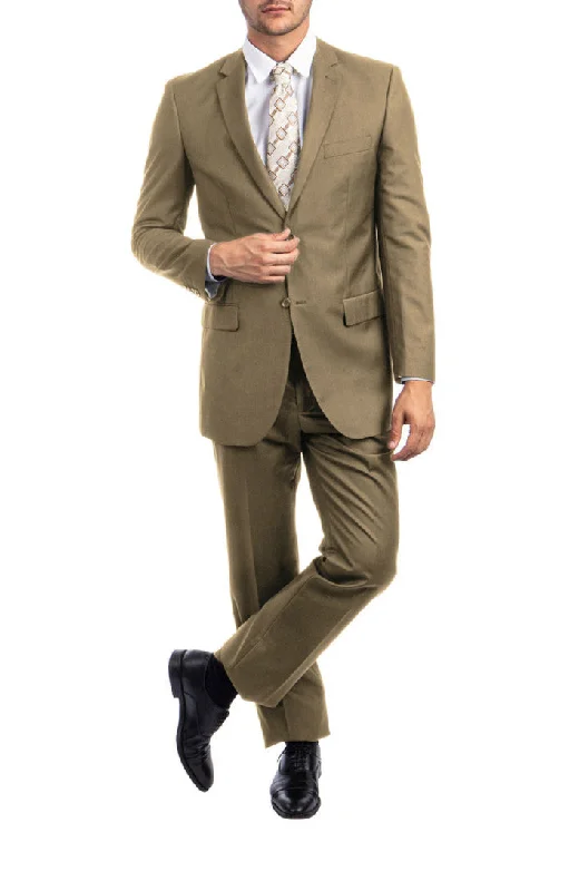 Bright Shirts Bacchus Collection - Modern Fit Suit 2 Button 2 Piece in Dark Taupe