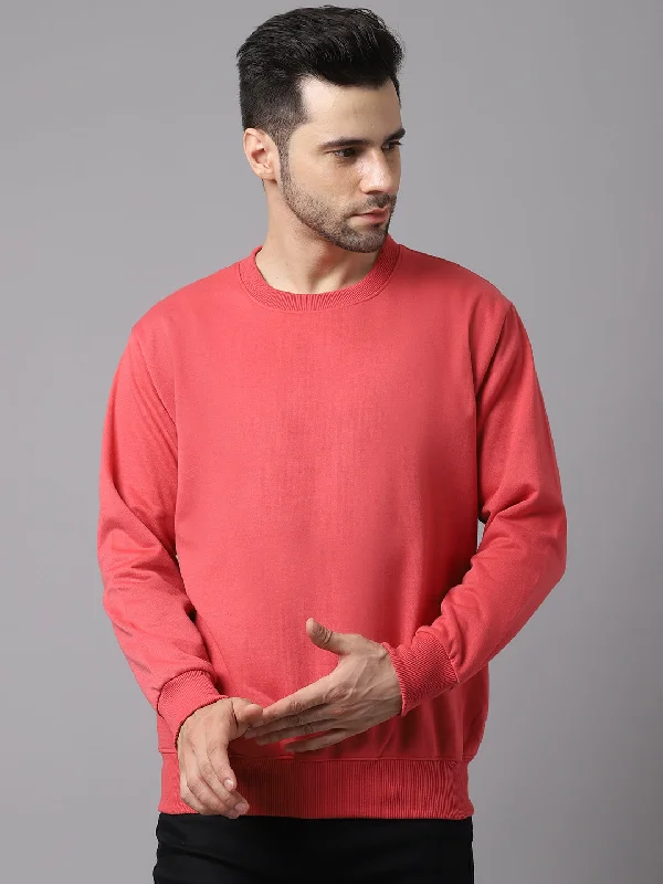 Sportswear Styles Vimal Jonney Fleece Round Neck Pink Sweatshirt for Men