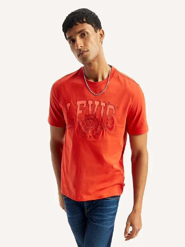 Smart Casual Men's Brand Logo Crew Neck T-shirt