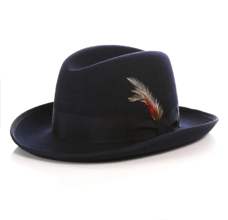 Winter Accessories Mens Gangster Godfather Hat in Navy