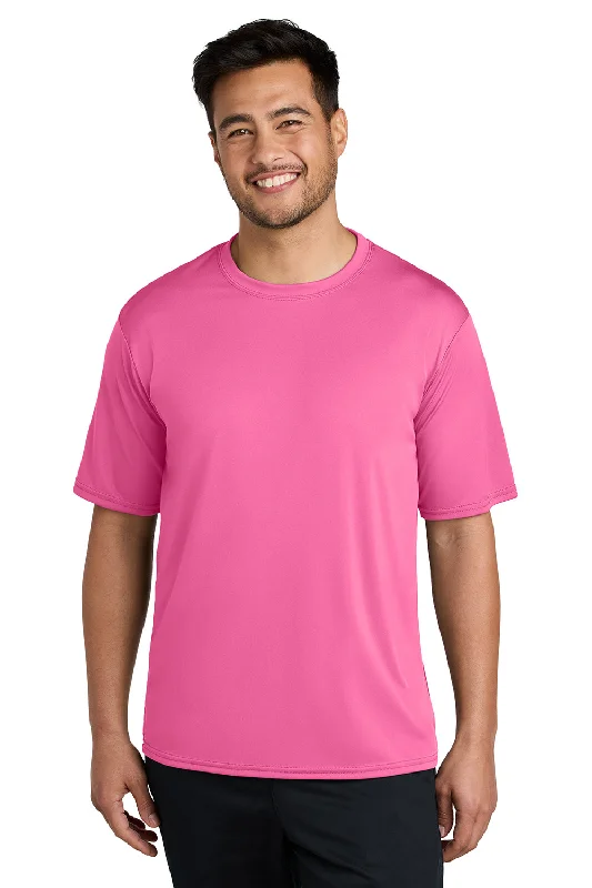 Smart Casual Port & Company Mens Dry Zone Performance Moisture Wicking Short Sleeve Crewneck T-Shirt - Neon Pink