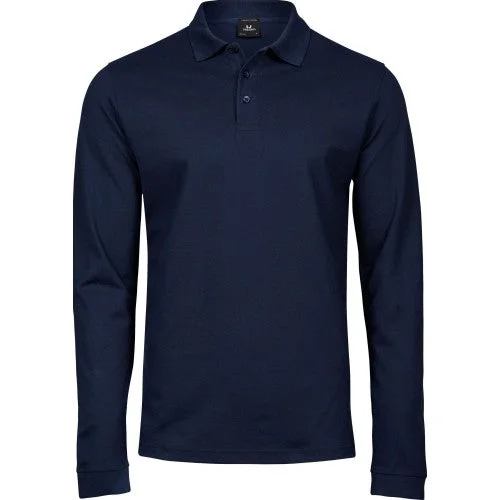 Trendy Jeans Tee Jays Mens Luxury Stretch Long-Sleeved Polo Shirt