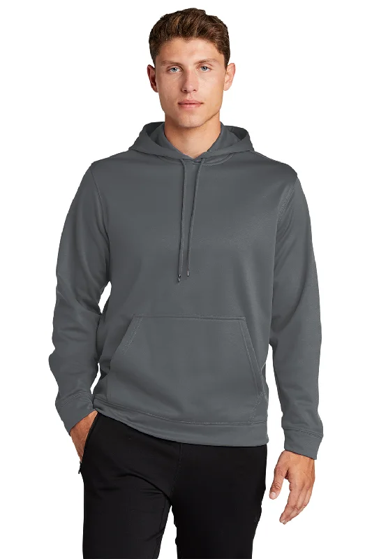 Street Graphic Tees Sport-Tek Mens Sport-Wick Moisture Wicking Fleece Hooded Sweatshirt Hoodie w/ Pouch Pocket - Dark Smoke Grey