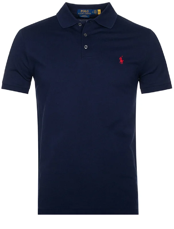 Urban Style Slim Fit Stretch Mesh Polo Shirt Navy