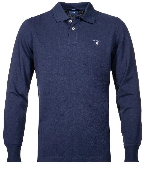 Sports Jackets Original Long Sleeve Polo Shirt Evening Blue