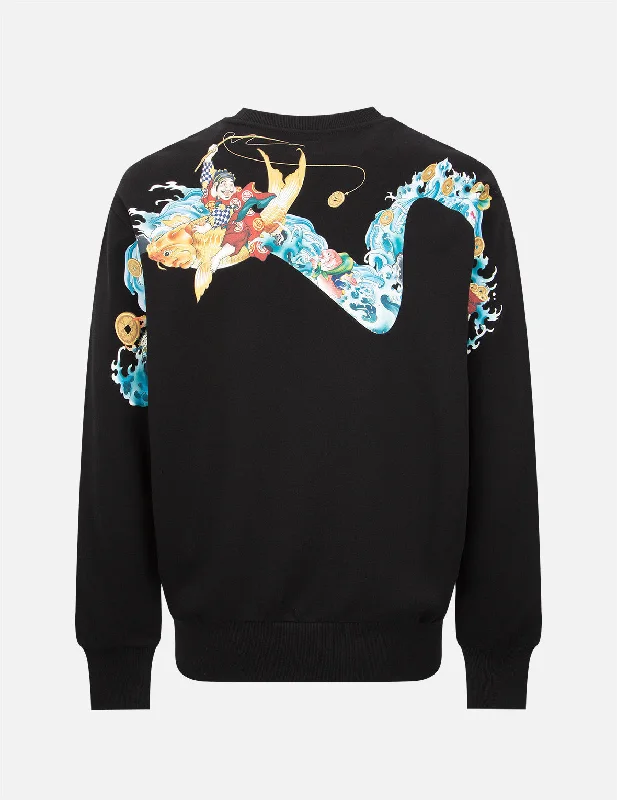 Warm Jackets “The God of Fortune Riding Waves” 3D Daicock Print Sweatshirt