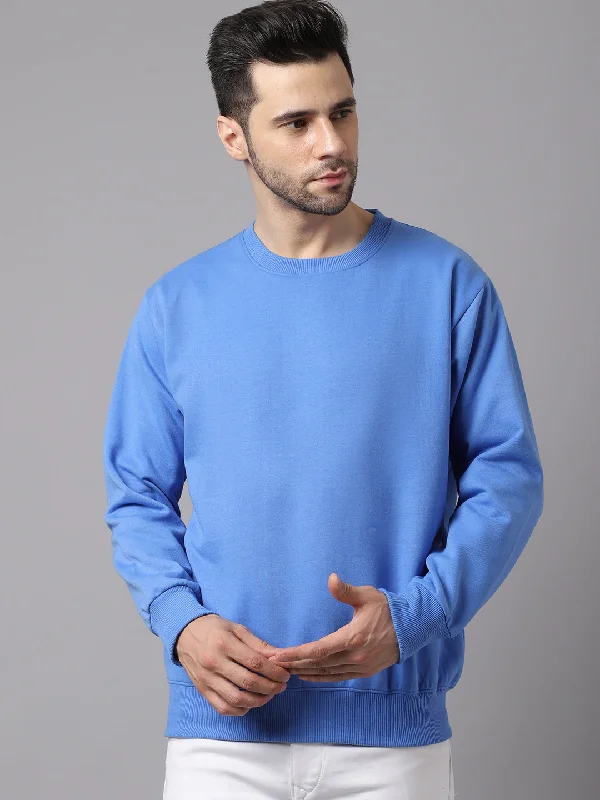 Slim-fit Trousers Vimal Jonney Fleece Round Neck Sky Blue Sweatshirt for Men