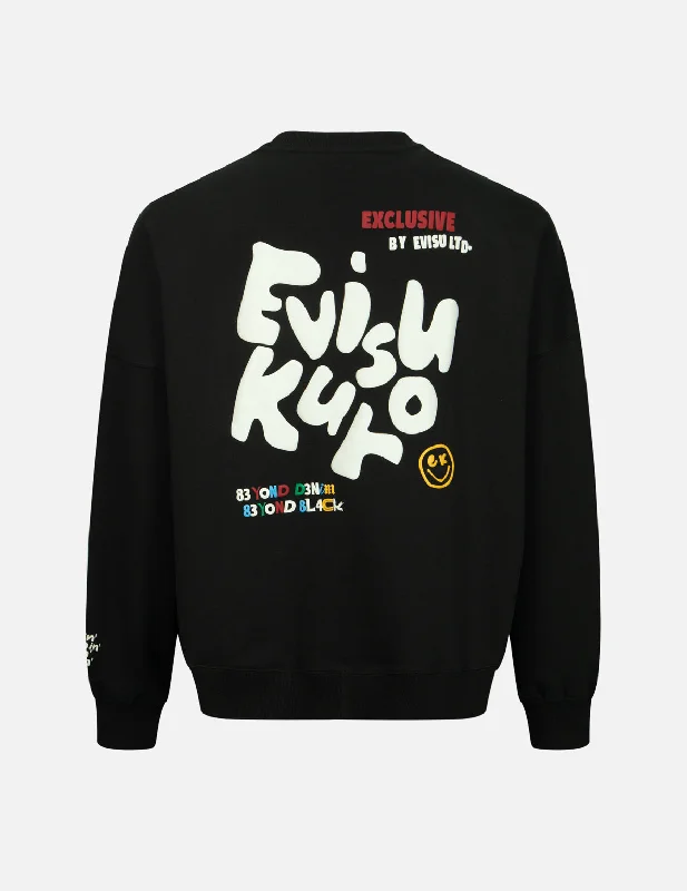 Funky T-shirts Multiple Logo PU Print Oversized Sweatshirt