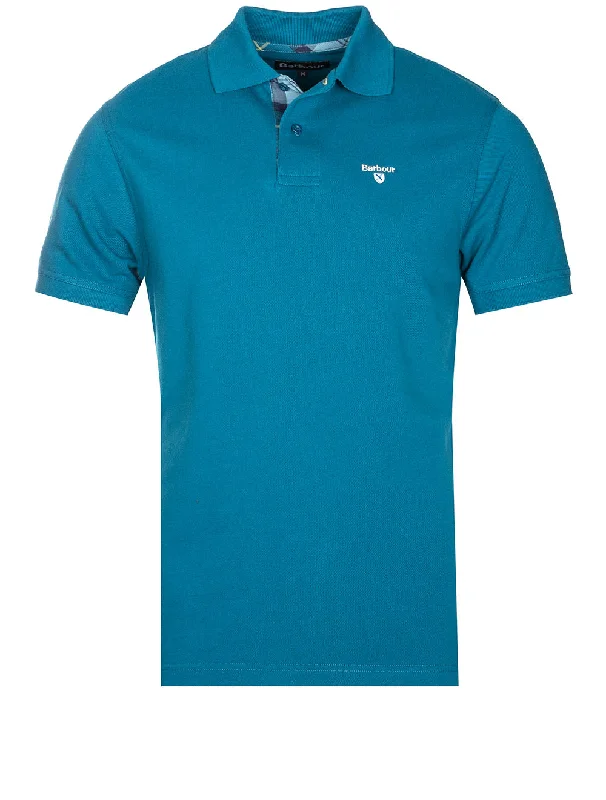 Stylish Blazers Tartan Cotton Polo Shirt Aqua