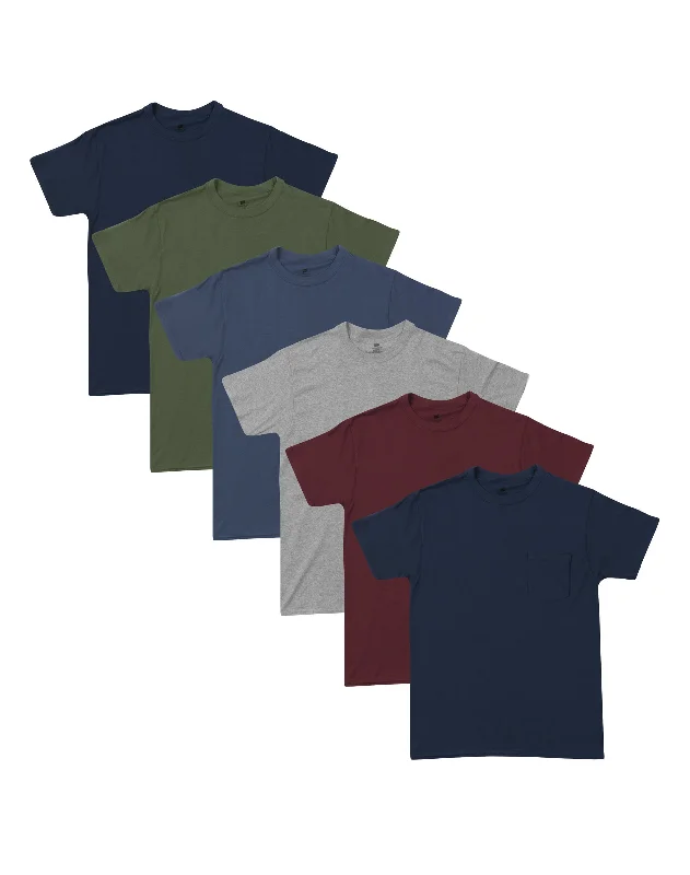 Light Jackets Hanes Men's Soft And Breathable Pocket Tee Assorted 6-Pack