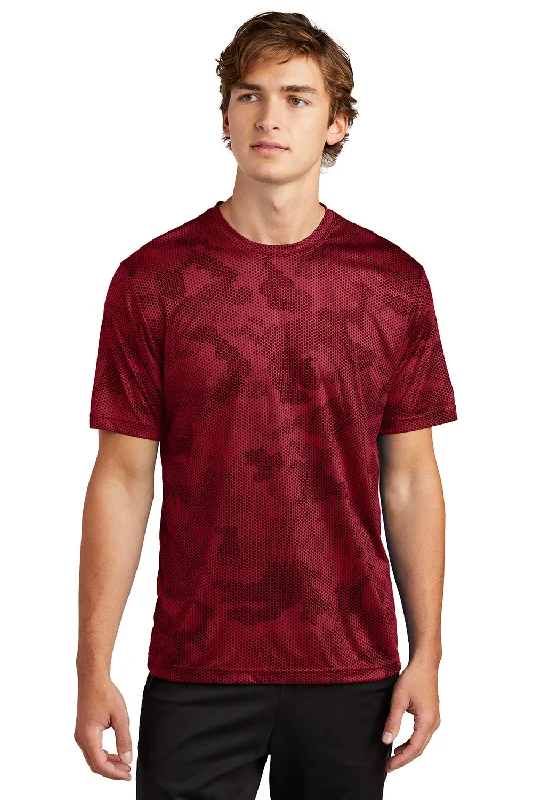 Cool Hoodies Sport-Tek Mens CamoHex Moisture Wicking Short Sleeve Crewneck T-Shirt - Deep Red