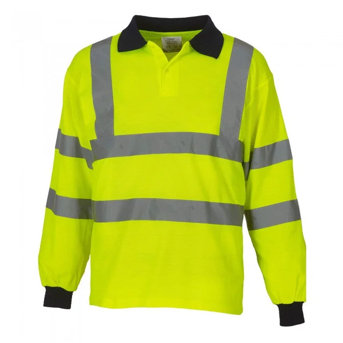 Minimalist Fashion Yoko Mens High-Vis Long-Sleeved Polo Shirt