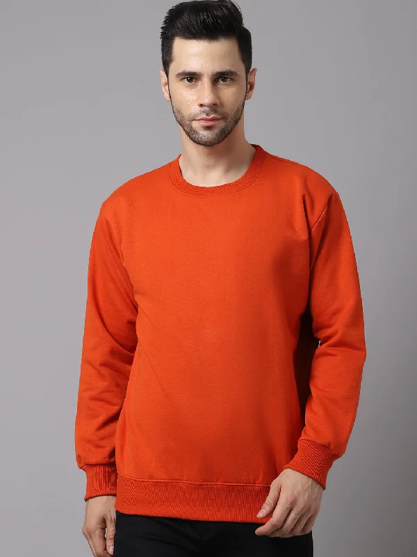 Stylish Blazers Vimal Jonney Fleece Round Neck Rust Sweatshirt for Men