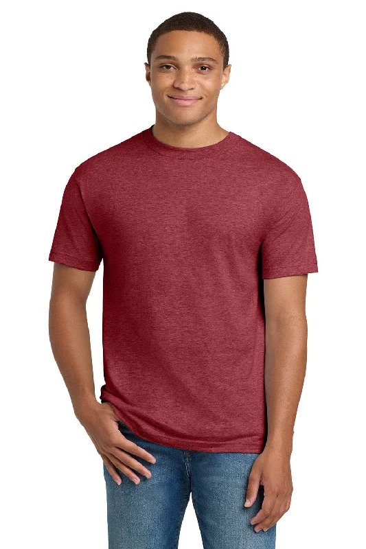 Street Shorts Hanes Mens Beefy-T Short Sleeve Crewneck T-Shirt - Heather Red