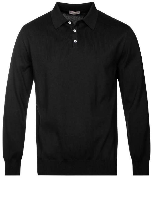 Graphic Sweatshirts Merino Long Sleeve Polo Black