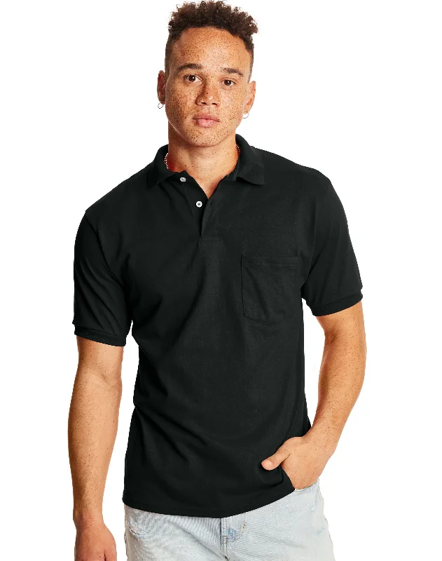 Cool Hoodies Hanes Mens CottonBlend® EcoSmart® Jersey Polo With Pocket 2-Pack