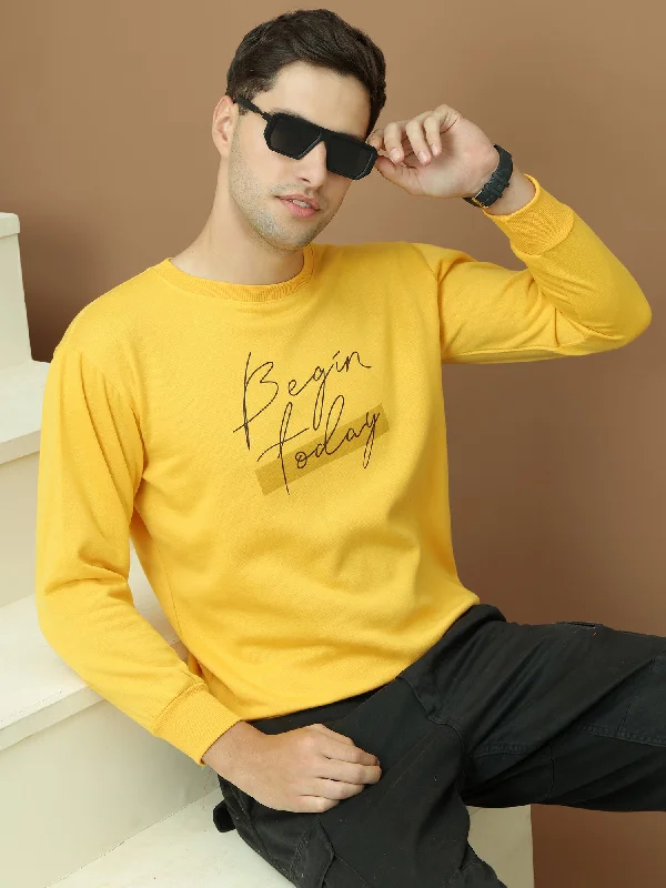 Trendy Blazers VimaL Jonney Regular Fit Yellow Printed Sweatshirt For Men