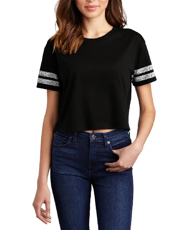 Utility Vests Women's Scorecard Crop Tee with Striped Sleeves