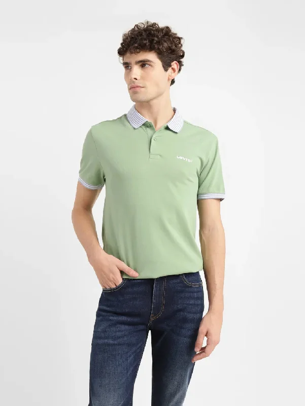 High-neck Sweaters Men's Solid Slim Fit Polo T-shirt