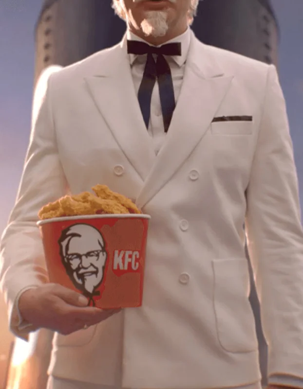 Layered Outfits Mens Colonel Sanders KFC White Double Breasted Suit Costume