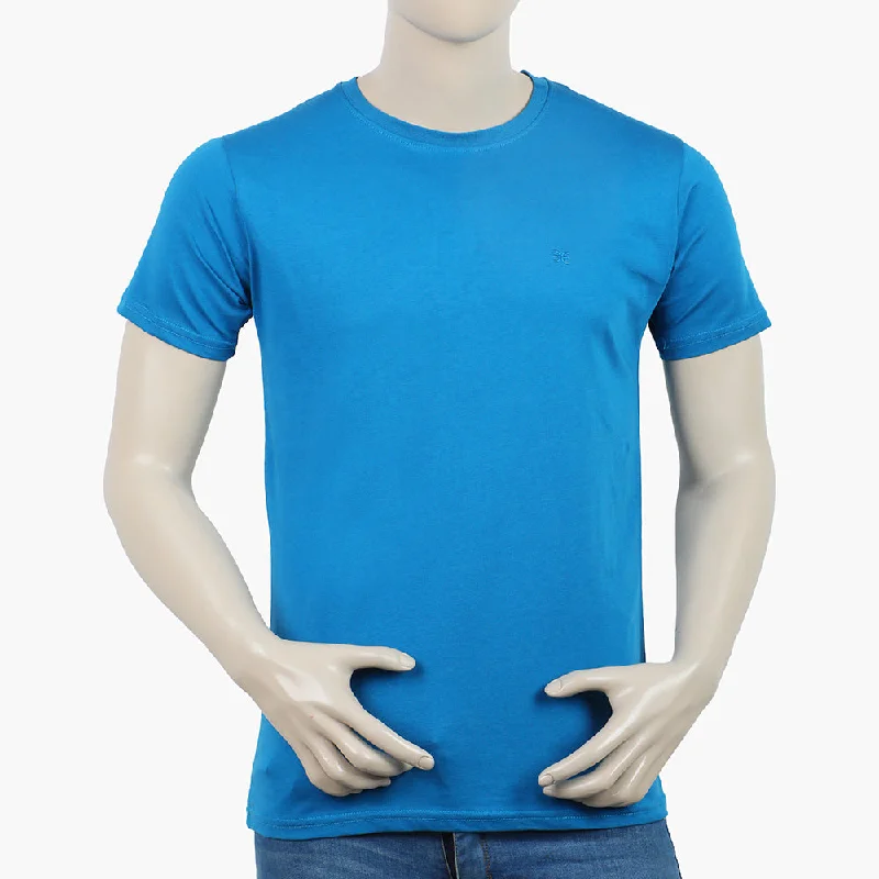 Casual Suits Eminent Men's Round Neck Half Sleeves T-Shirt - Mid Blue