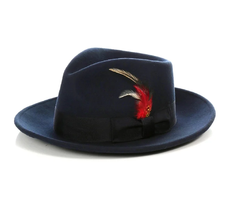 Casual Footwear Mens Gangster Untouchable Fedora Hat in Navy