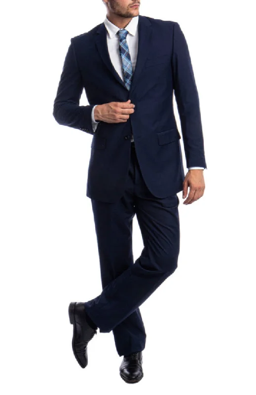 Classic Leather Bacchus Collection - Modern Fit Suit 2 Button 2 Piece in Navy