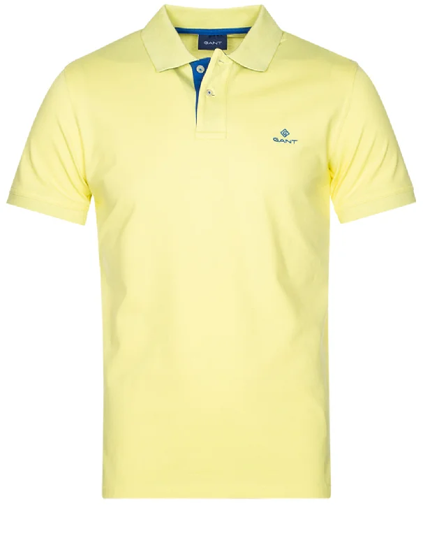 High-end Jackets Contrast Collar Piqué Polo Shirt Clear Yellow