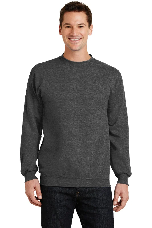 Modern Denim Port & Company Mens Core Pill Resistant Fleece Crewneck Sweatshirt - Heather Dark Grey